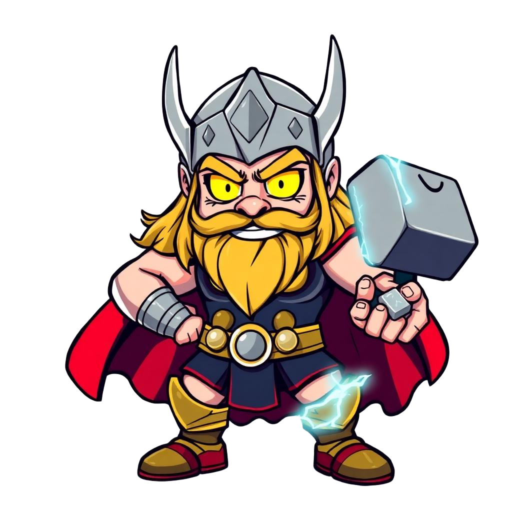 ThorCoin mascot Thor with Mjolnir